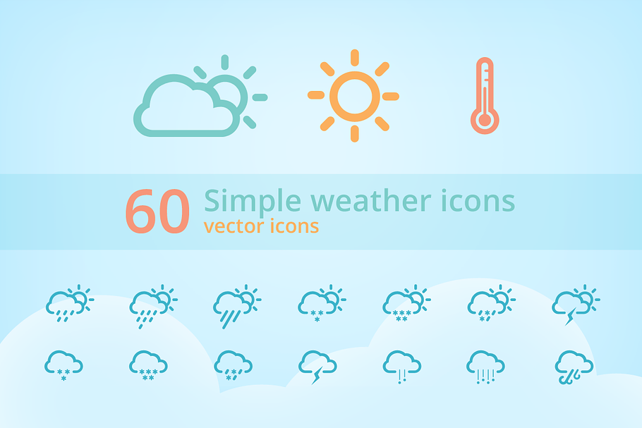 60 Simple Weather Icons in Simple Icons - product preview 8