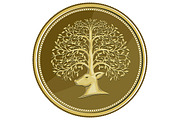 Deer Head Tree Antler Gold Coin 