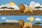 Safari papercut Lion set 01