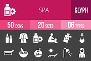 50 Spa Glyph Inverted Icons