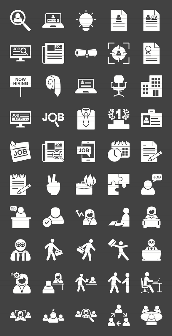50 Employment Glyph Inverted Icons in Graphics - product preview 1