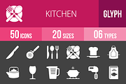 50 Kitchen Glyph Inverted Icons