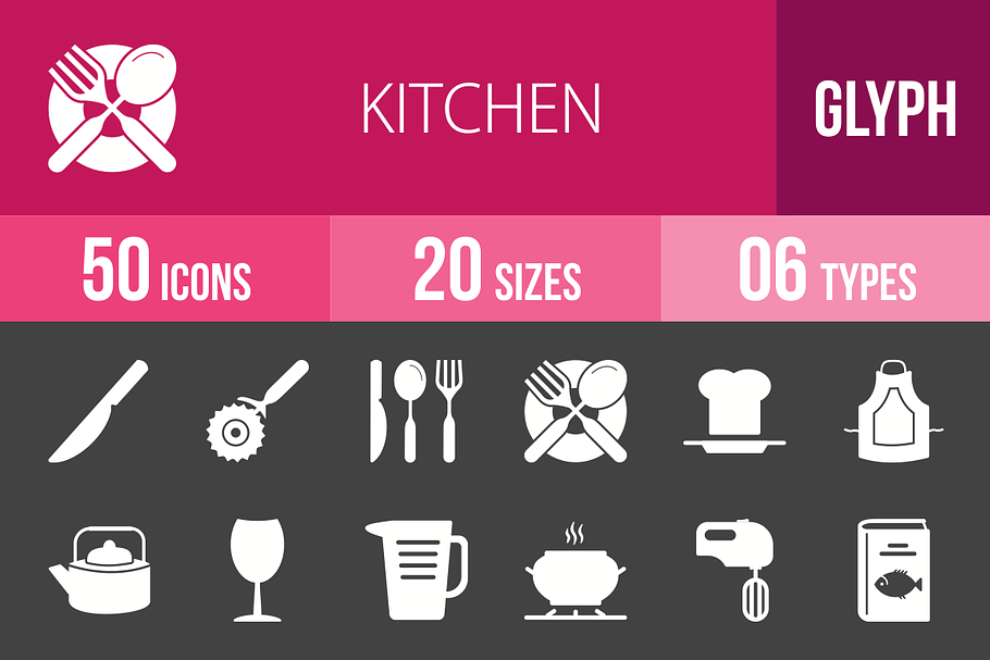 50 Kitchen Glyph Inverted Icons in Graphics - product preview 8