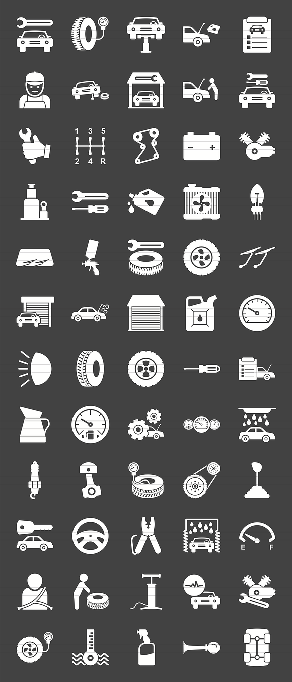 60 Car Servicing Glyph Inverted Icon in Icons - product preview 1