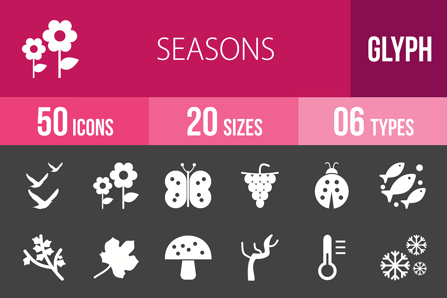50 Seasons Glyph Inverted Icons in Graphics - product preview 8