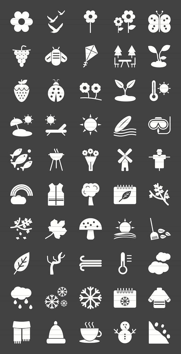50 Seasons Glyph Inverted Icons in Graphics - product preview 1