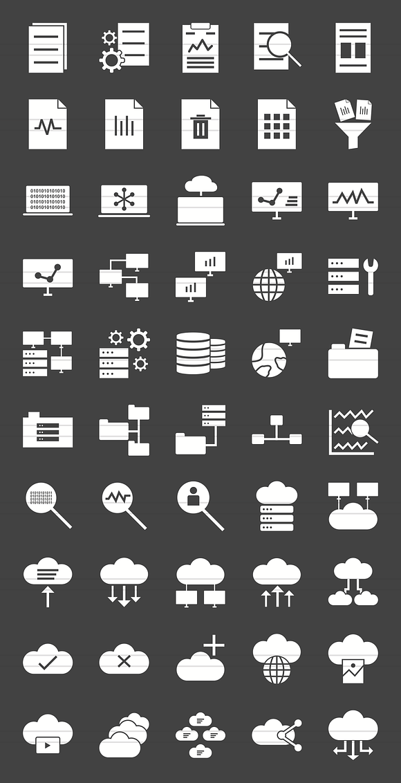 50 Data Sharing Glyph Inverted Icons in Graphics - product preview 1