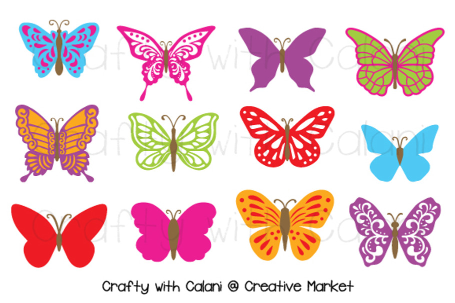 Butterfly Clipart in Candy Color in Illustrations - product preview 8