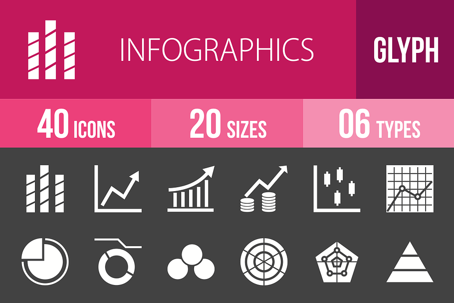 40 Infographics Glyph Inverted Icons