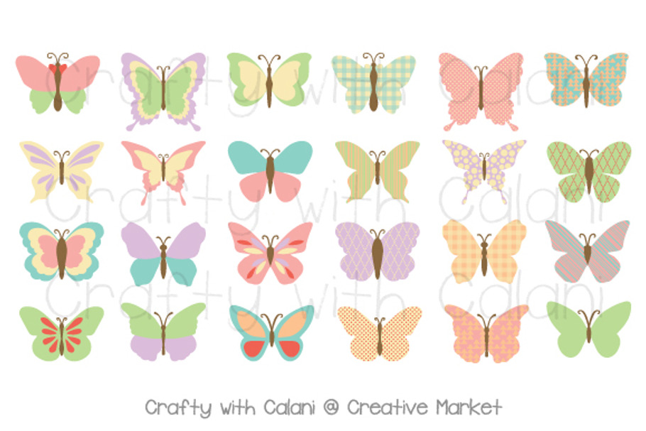 Butterfly Clipart with Patterns