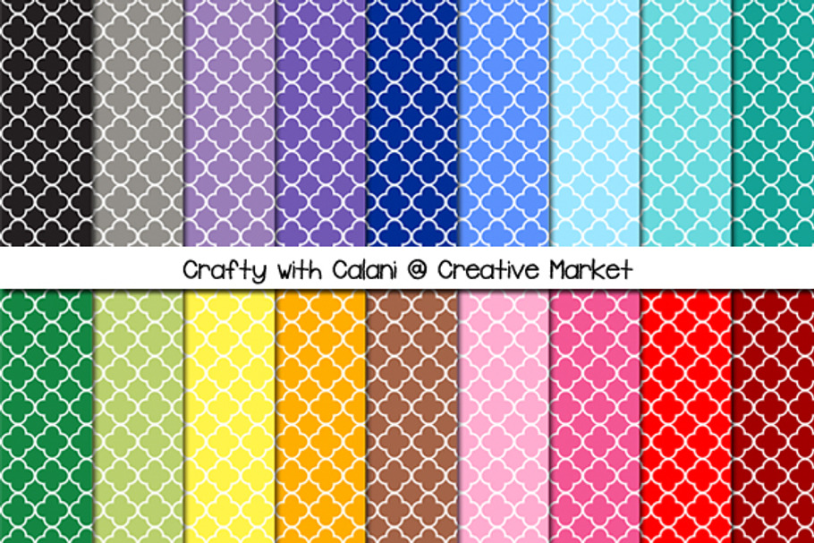 Rainbow Quatrefoil Digital Paper in Patterns - product preview 8