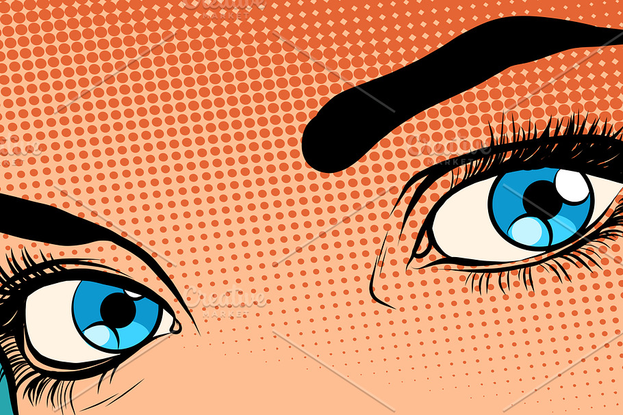 girl eye raster effect halfton in Illustrations - product preview 8