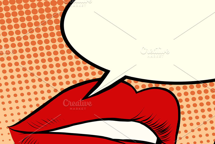Beautiful red lips girl in Illustrations - product preview 8