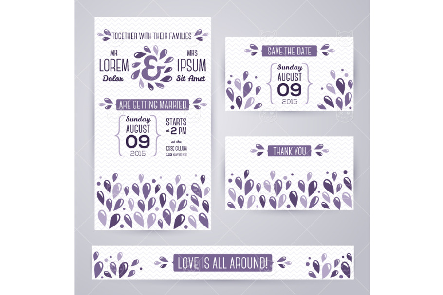 Wedding Cards Violet in Illustrations - product preview 8