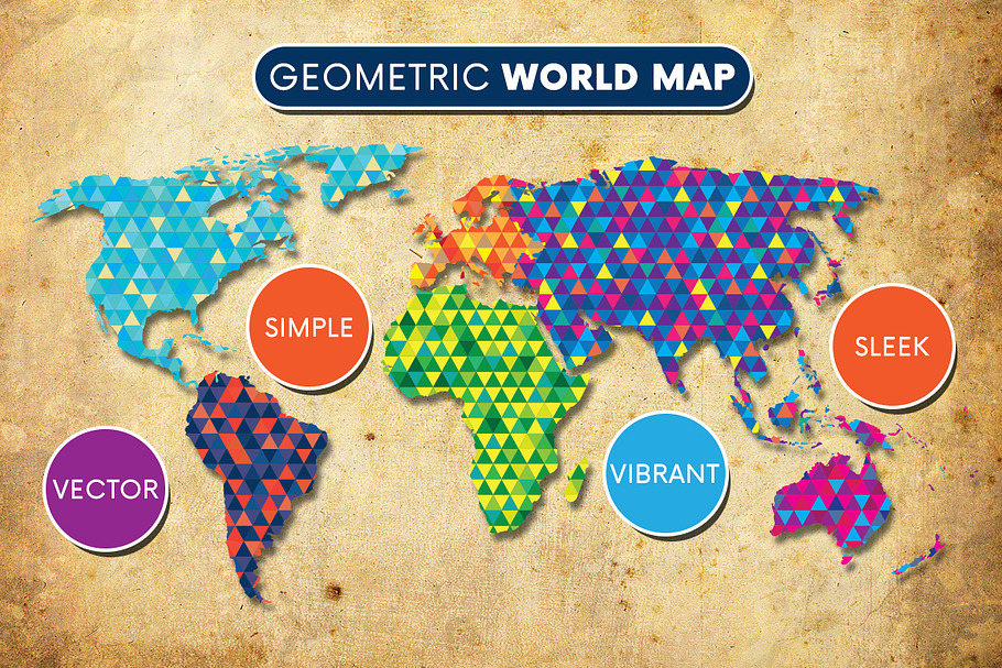 Geometric World Map in Illustrations - product preview 8
