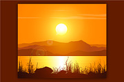 Sunset Landscapes Vector Set
