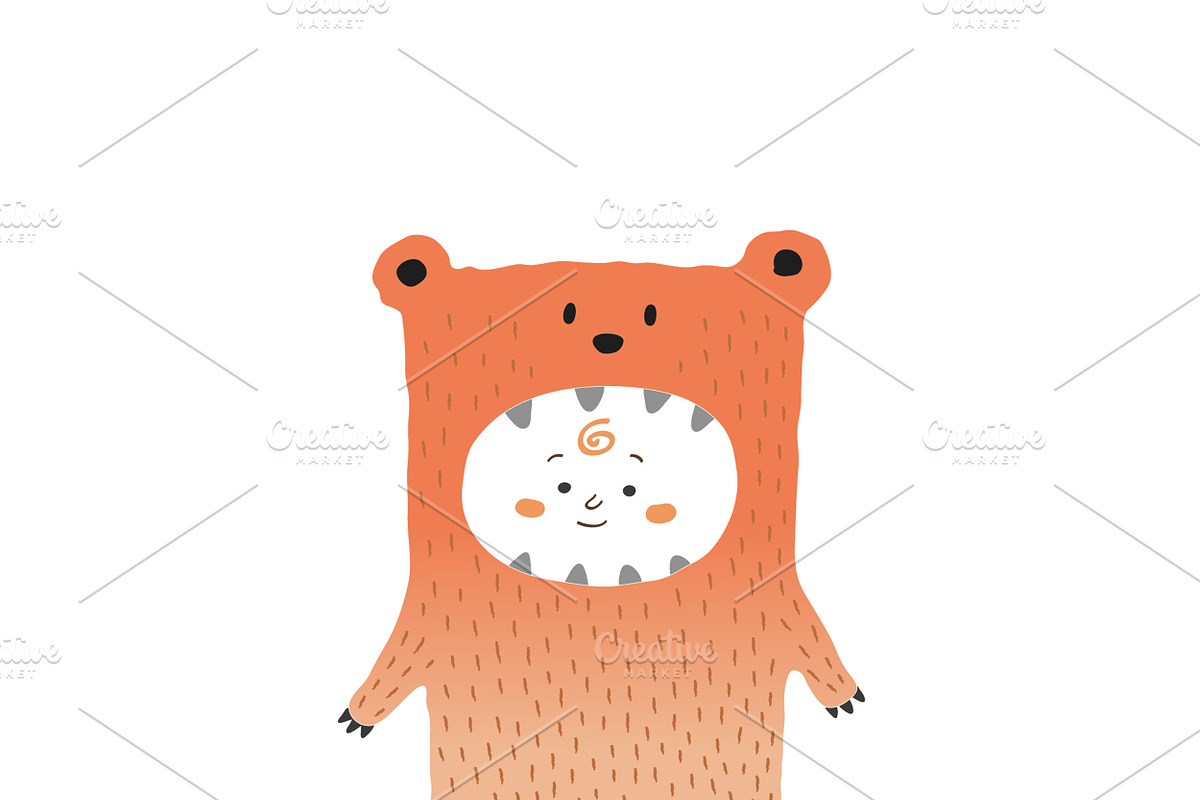 Baby in a bear costume in Illustrations - product preview 8