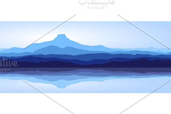 Blue Mountains and Sea. Vector. in Illustrations - product preview 2