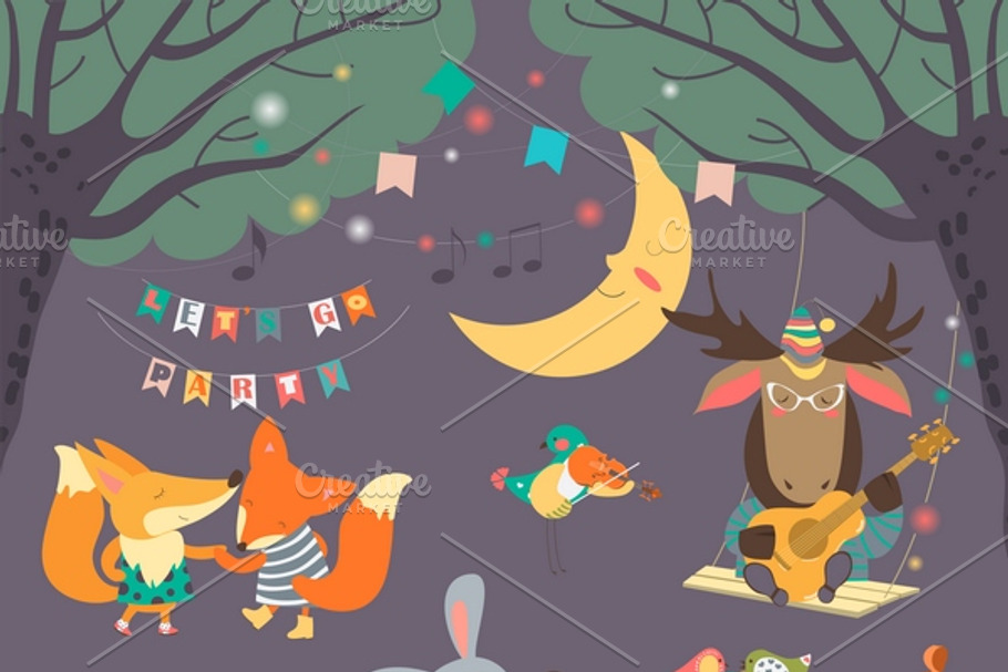 Cute animals musicians and dancers in Illustrations - product preview 8