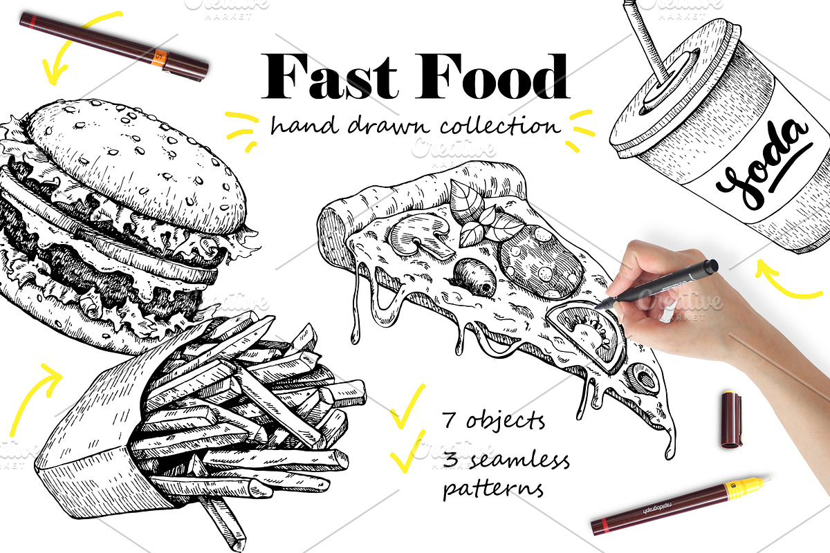 Fast Food Sketch Collection in Illustrations - product preview 8