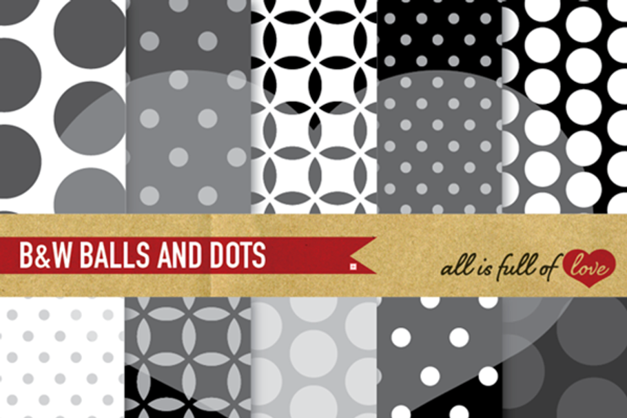 Black & White Polka Dots Backgrounds in Patterns - product preview 8