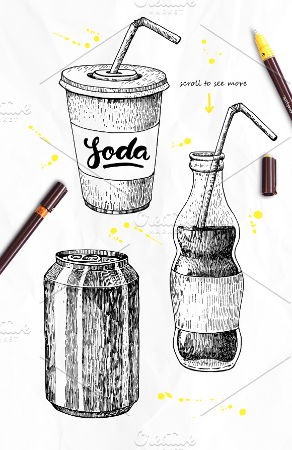 Fast Food Sketch Collection in Illustrations - product preview 2