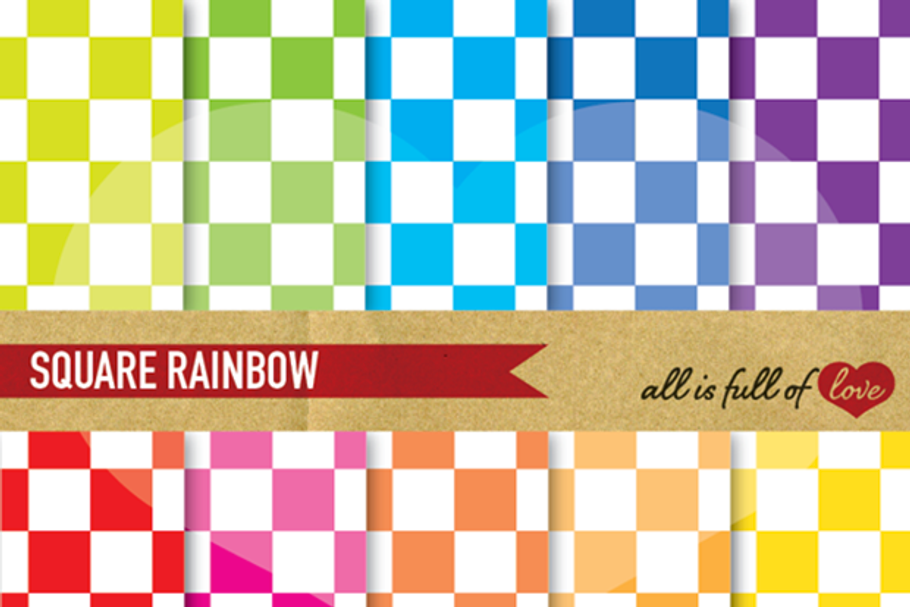 Rainbow Checkered Digital Paper