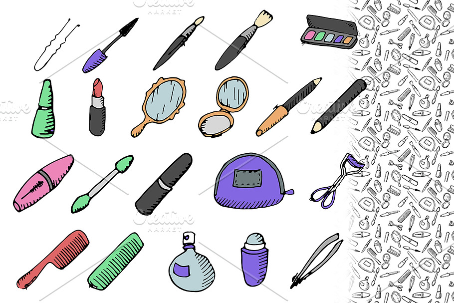 Cosmetic set. Hand drawn vector. in Objects - product preview 8