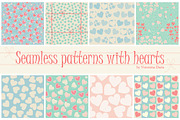 8 Seamless patterns with hearts