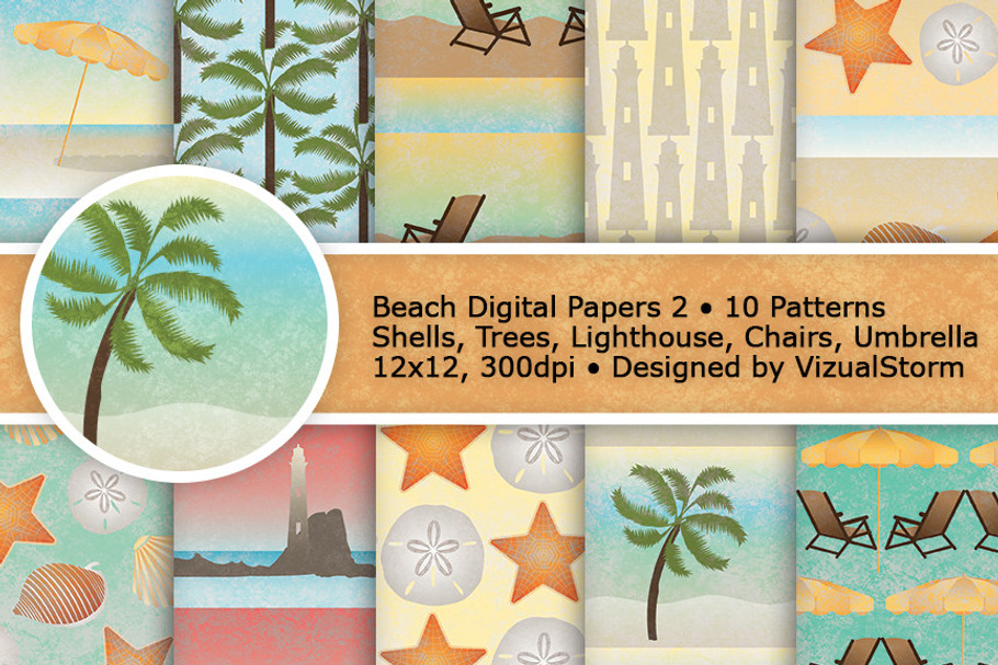 Beach Digital Paper Patterns