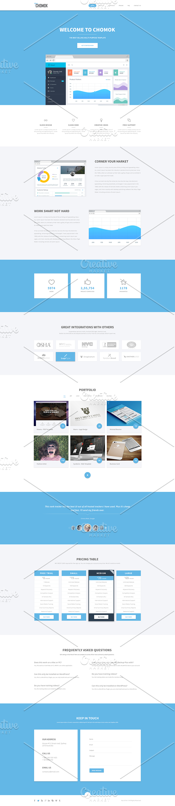 Chomok - Material Landing Page PSD in Landing Page Templates - product preview 6
