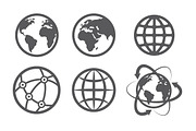 Globe earth icons set