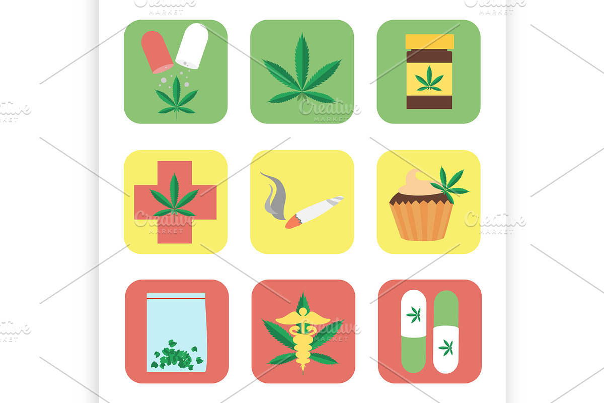 Medical marijuana set in Illustrations - product preview 8
