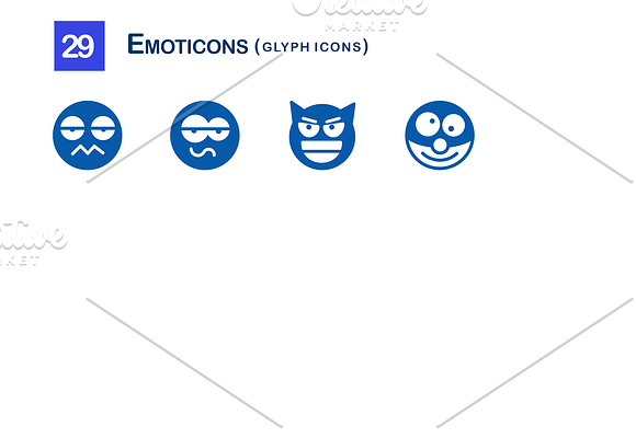 29 Emoticons Glyph Icons in Graphics - product preview 2