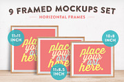 9 Horizontal Framed Mockups Set