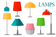 Lamps furniture set vector
