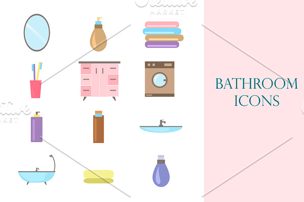 Bathroom icons vector