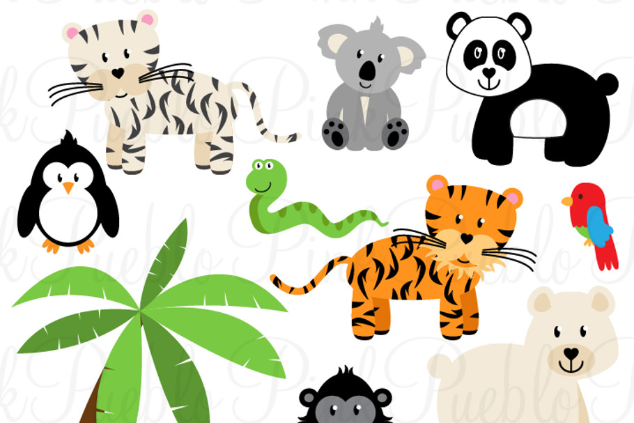 Zoo Jungle Animals Clipart & Vectors in Illustrations - product preview 8