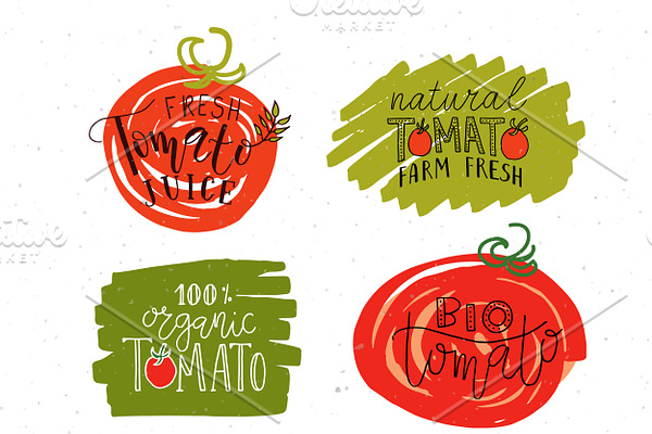 Hand Sketched Tomato Labels & Badges