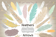 Hand Drawn clipart feathers arrows