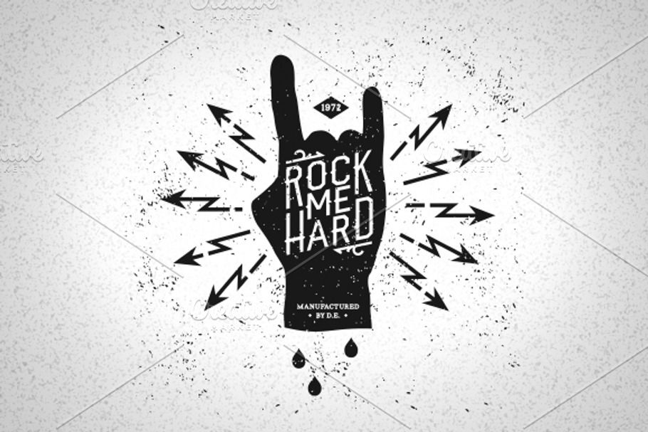 Vintage Label Rock Me Hard in Illustrations - product preview 8