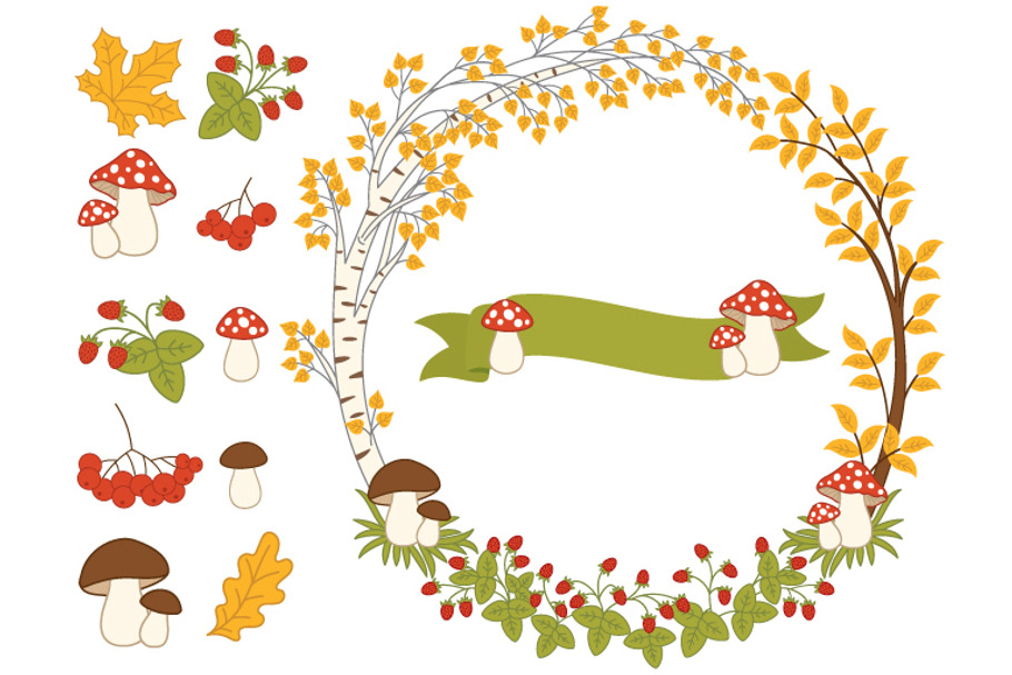 Autumn Forest Wreath in Illustrations - product preview 8