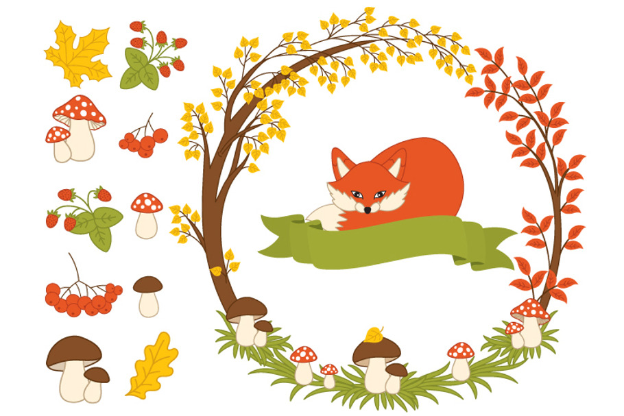 Autumn Woodland Wreath in Illustrations - product preview 8