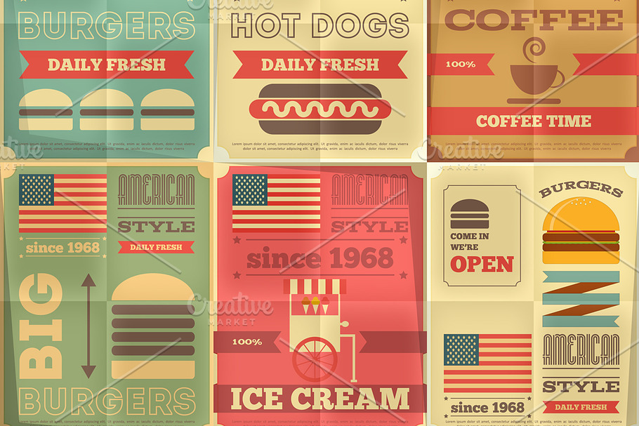 fast food posters collection in Illustrations - product preview 8
