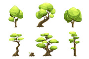 set of cartoon trees