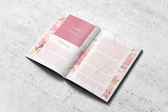 8-Page Funeral Booklet Sweet Blossom in Brochure Templates - product preview 1