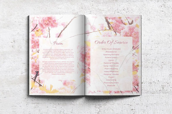 8-Page Funeral Booklet Sweet Blossom in Brochure Templates - product preview 3