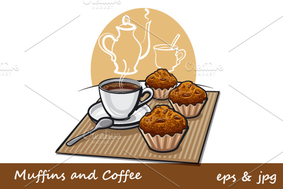 Muffins and Coffee in Illustrations - product preview 8
