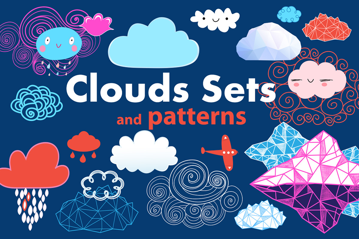Sets and graphic patterns of clouds in Illustrations - product preview 8