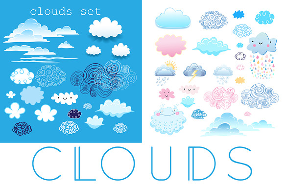Sets and graphic patterns of clouds in Illustrations - product preview 6